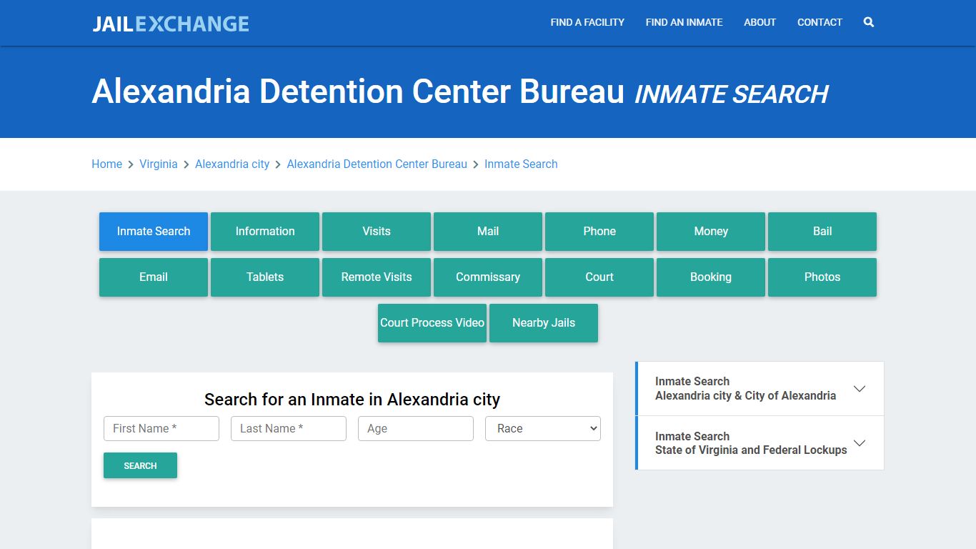 Alexandria Detention Center Bureau Inmate Search - Jail Exchange