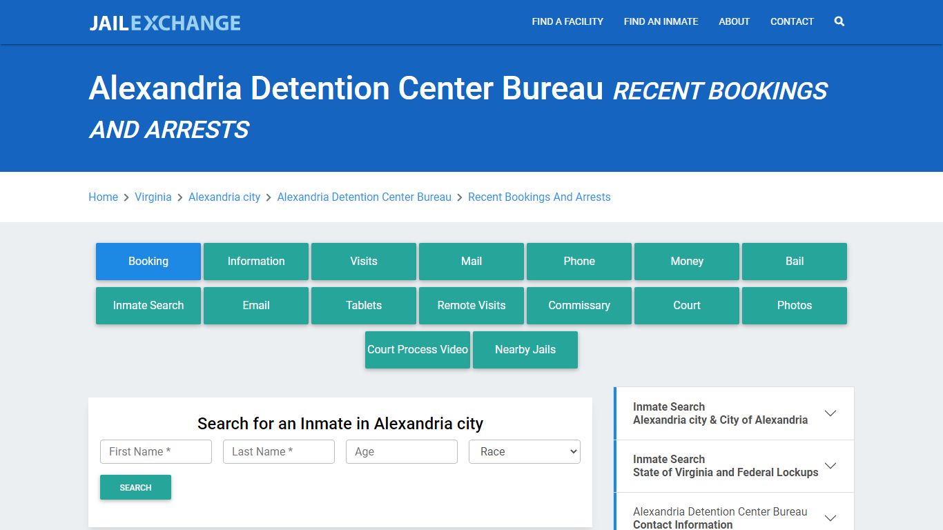 Alexandria Detention Center Bureau Recent Bookings And Arrests