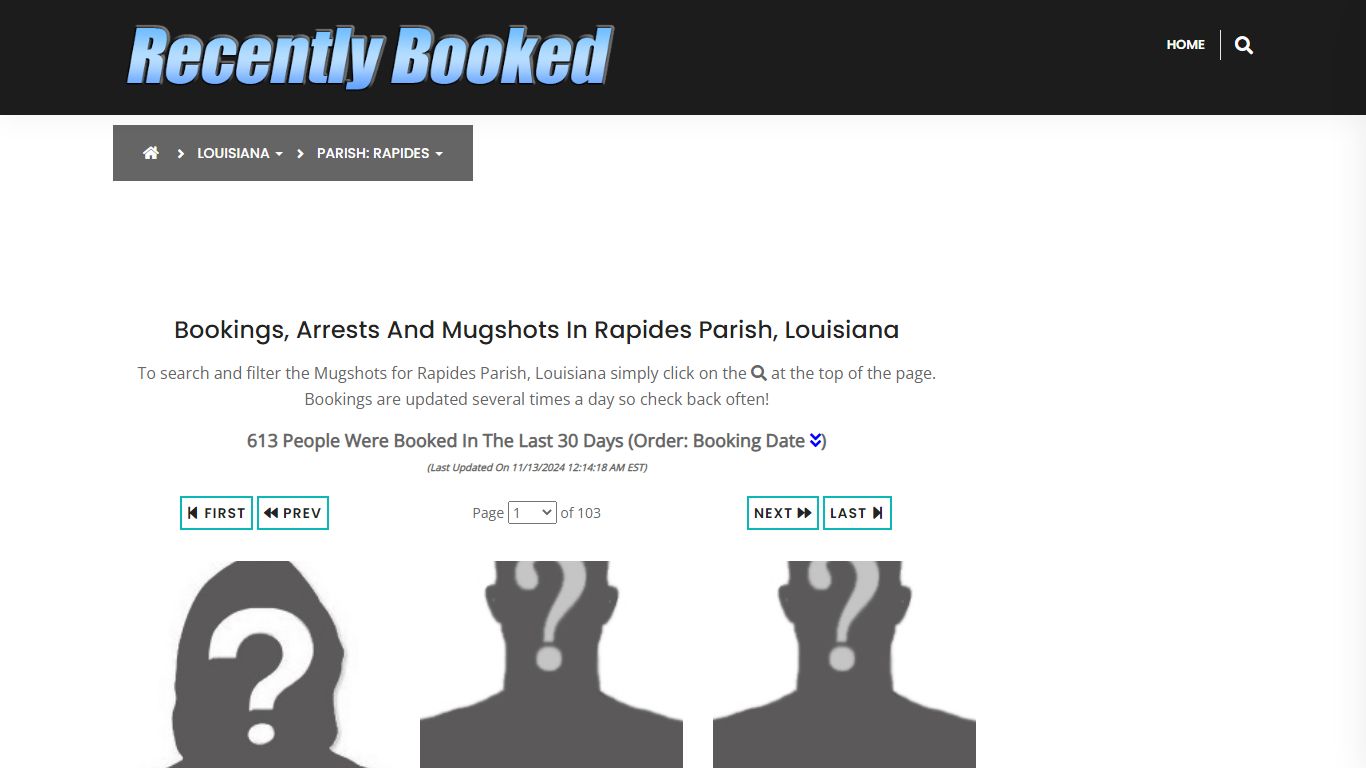 Bookings, Arrests and Mugshots in Rapides Parish, Louisiana